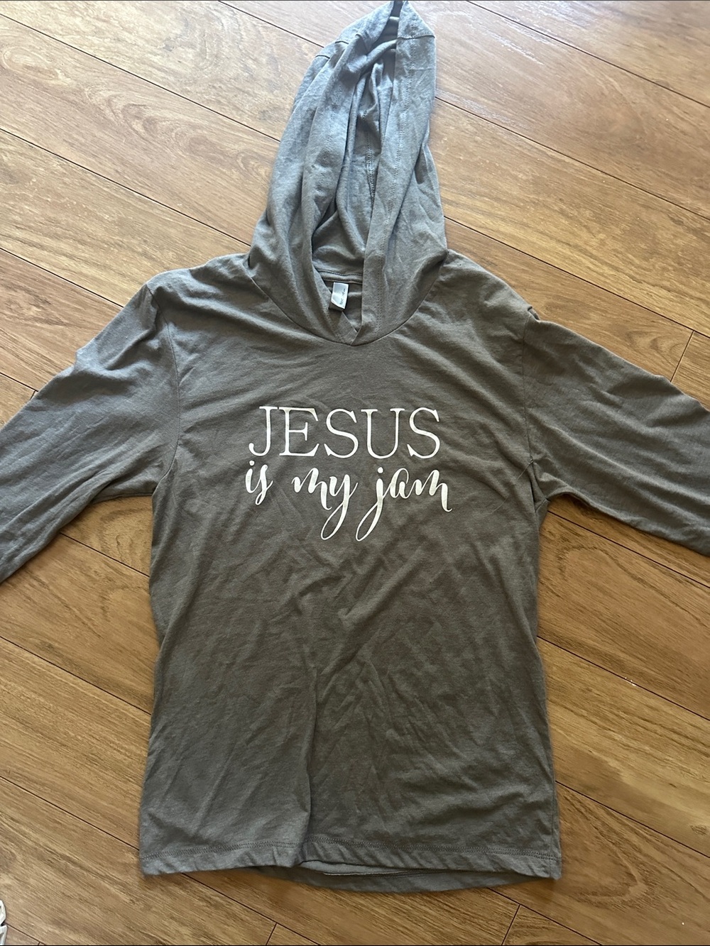 Adult small Gray 'Jesus Is My Jam' Hooded Tee